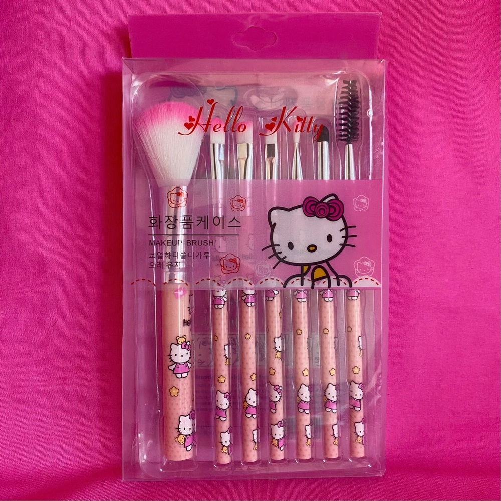 Hello Kitty Makeup Pink Brush Set Sanrio Ombré Tips Girly Y2K NEW